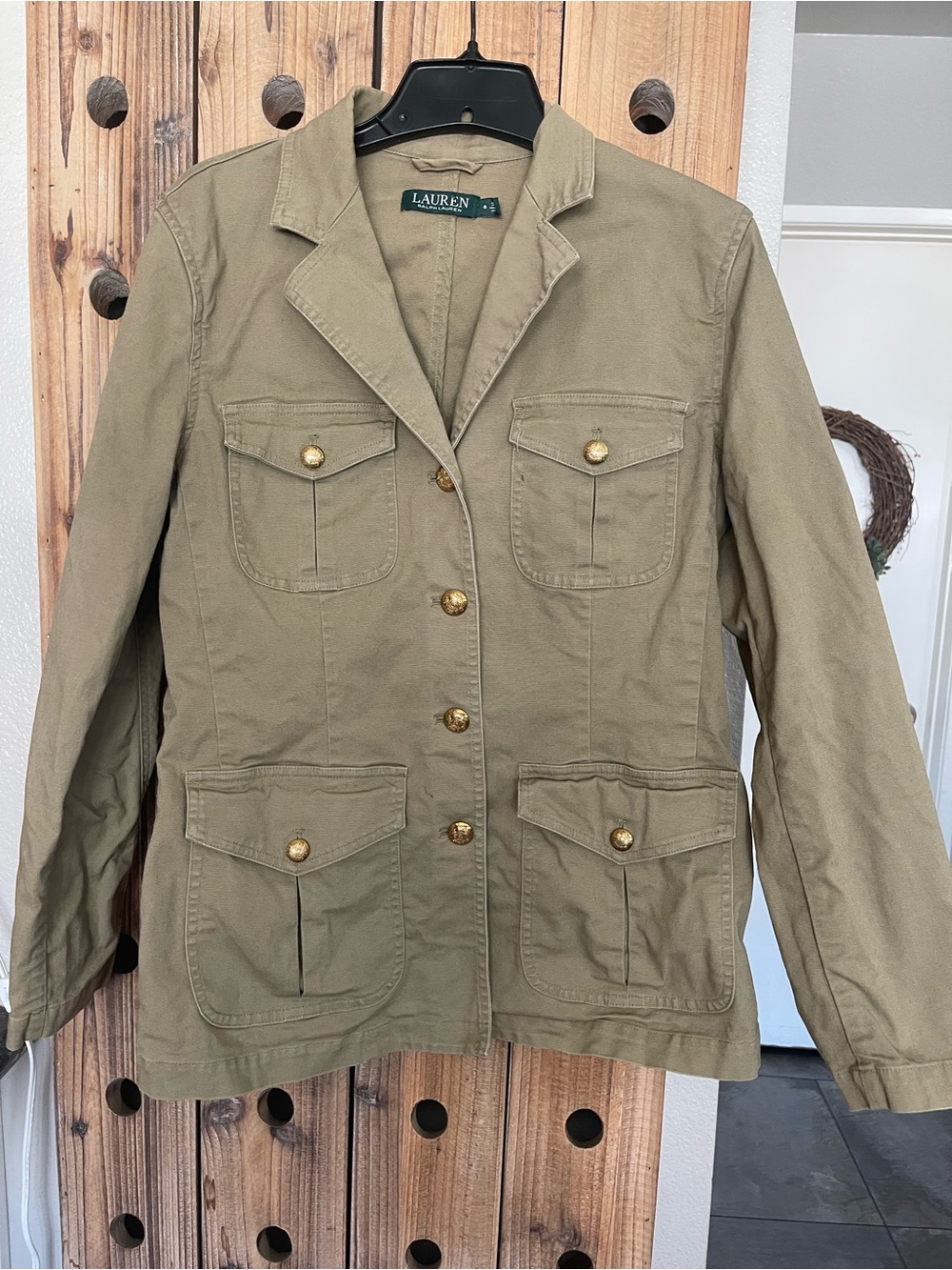 Ralph Lauren Olive Green Cotton Utility Jacket with Gold Buttons - Picture 2 of 4